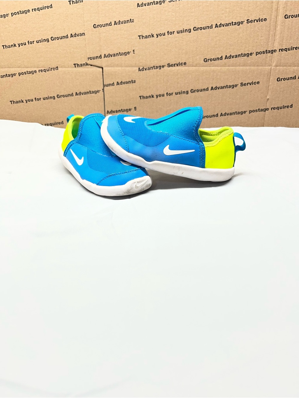 Nike Kids Slip-On Sneakers - Blue & Neon Yellow